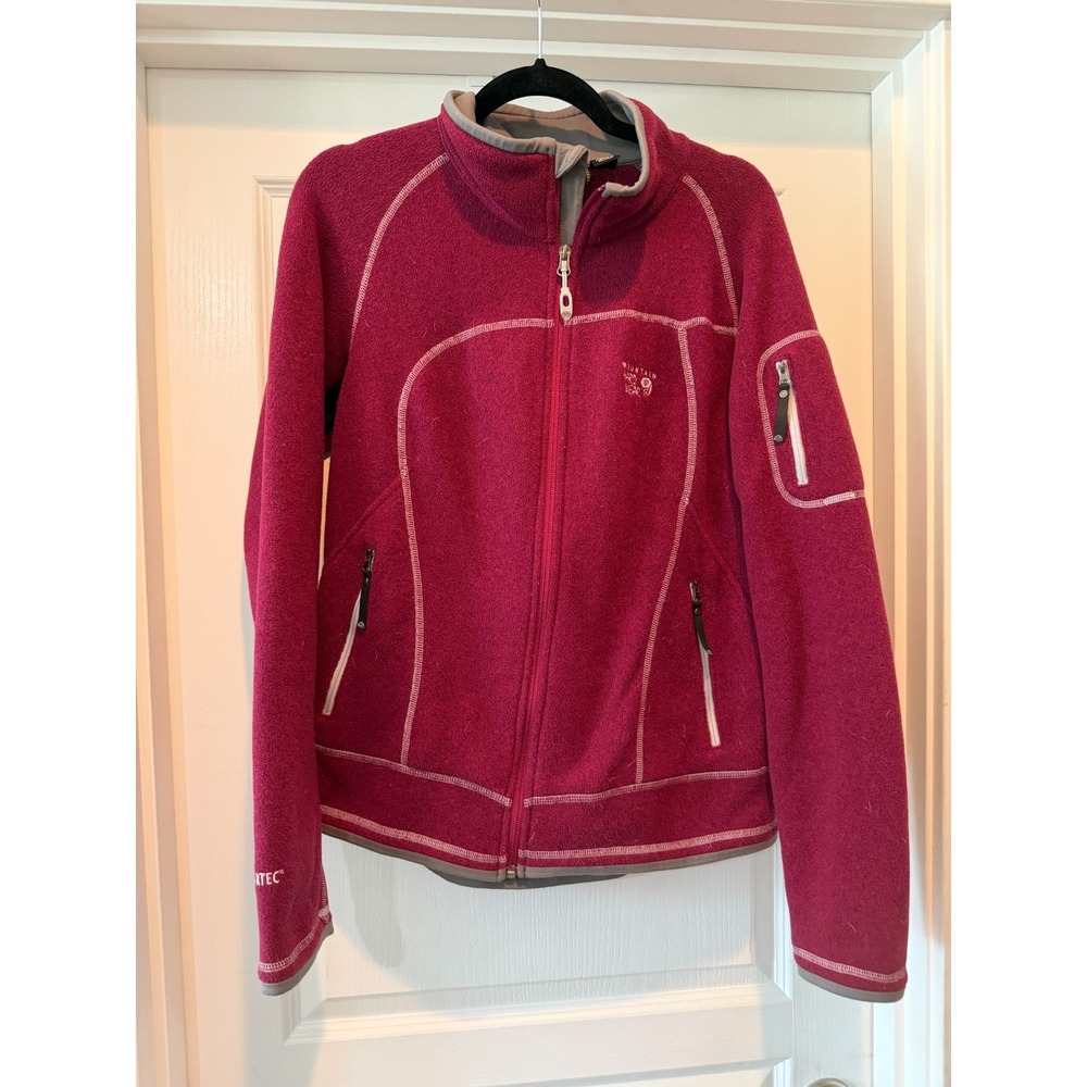 Mountain Hardwear Women's L  Burgundy Full Zip Fleece Jacket Zipped Pockets